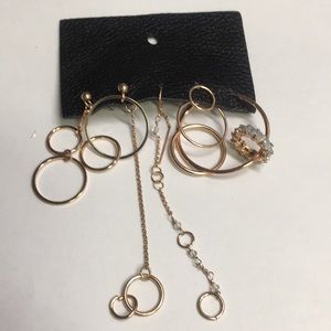 Free people rose gold tone 5 piece earrings set
